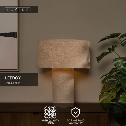 Lucide LEEROY - Table lamp - 1xE27 - Taupe - USP
